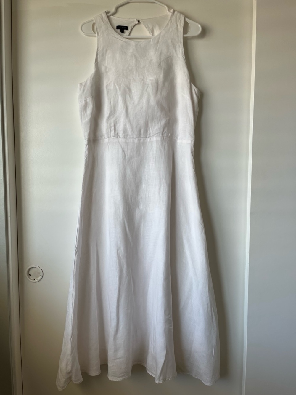 Talbots WhiteLinen Sleeveless A-Line Midi Dress